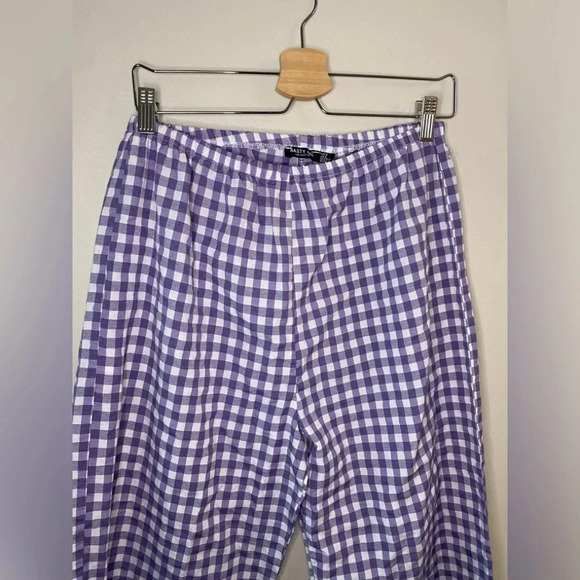 Nasty Gal Collection Purple Gingham Wide Leg Pants - Picture 4 of 7